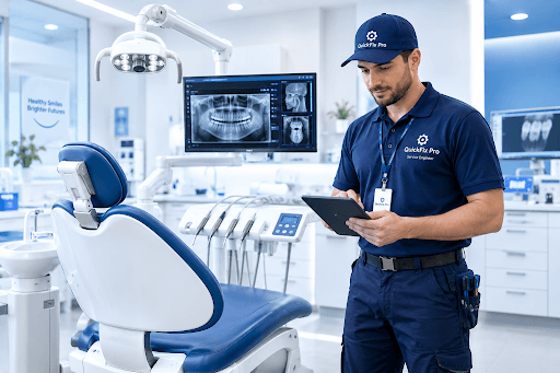 QuickFix Pro certified technician inside a modern dental clinic